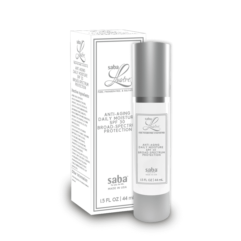 Saba lustre skincare 1.5 oz white airless bottle silver anti aging daily moisturizer800x800 2